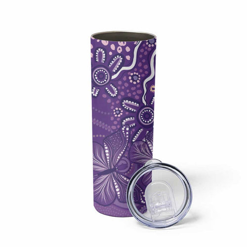 Australia Lupus Awareness Indigenous Skinny Tumbler Purple Ribbon Aboriginal Butterflies