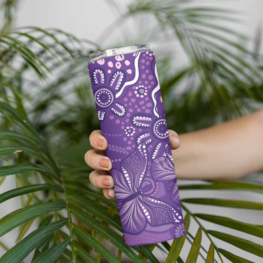 Australia Lupus Awareness Indigenous Skinny Tumbler Purple Ribbon Aboriginal Butterflies