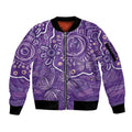 Australia Lupus Awareness Indigenous Sleeve Zip Bomber Jacket Purple Ribbon Aboriginal Butterflies