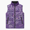 Australia Lupus Awareness Indigenous Sleeveless Puffer Jacket Purple Ribbon Aboriginal Butterflies