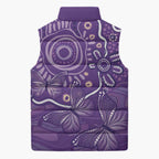 Australia Lupus Awareness Indigenous Sleeveless Puffer Jacket Purple Ribbon Aboriginal Butterflies