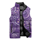 Australia Lupus Awareness Indigenous Sleeveless Puffer Jacket Purple Ribbon Aboriginal Butterflies