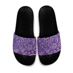Australia Lupus Awareness Indigenous Slide Sandals Purple Ribbon Aboriginal Butterflies