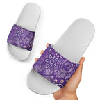 Australia Lupus Awareness Indigenous Slide Sandals Purple Ribbon Aboriginal Butterflies