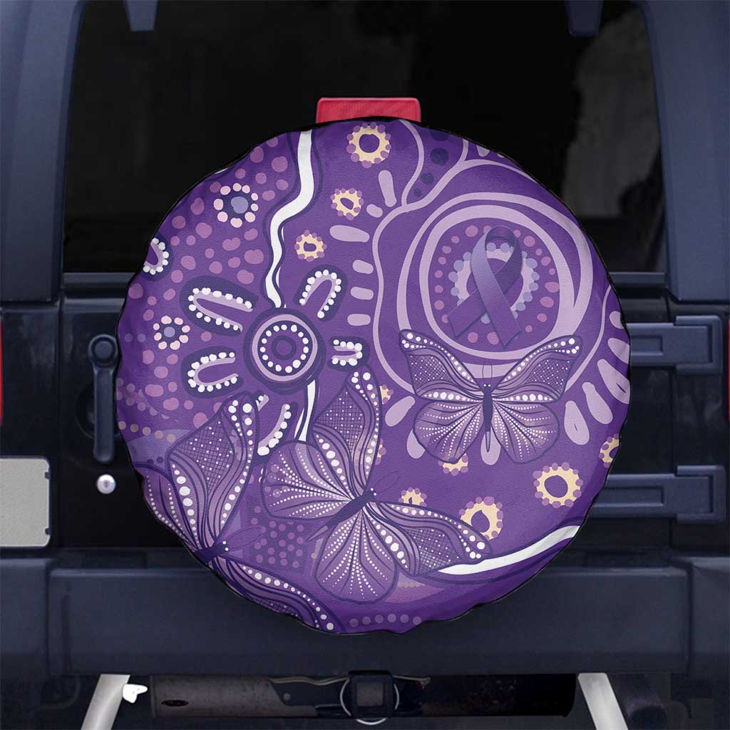 Australia Lupus Awareness Indigenous Spare Tire Cover Purple Ribbon Aboriginal Butterflies