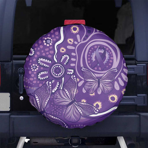 Australia Lupus Awareness Indigenous Spare Tire Cover Purple Ribbon Aboriginal Butterflies