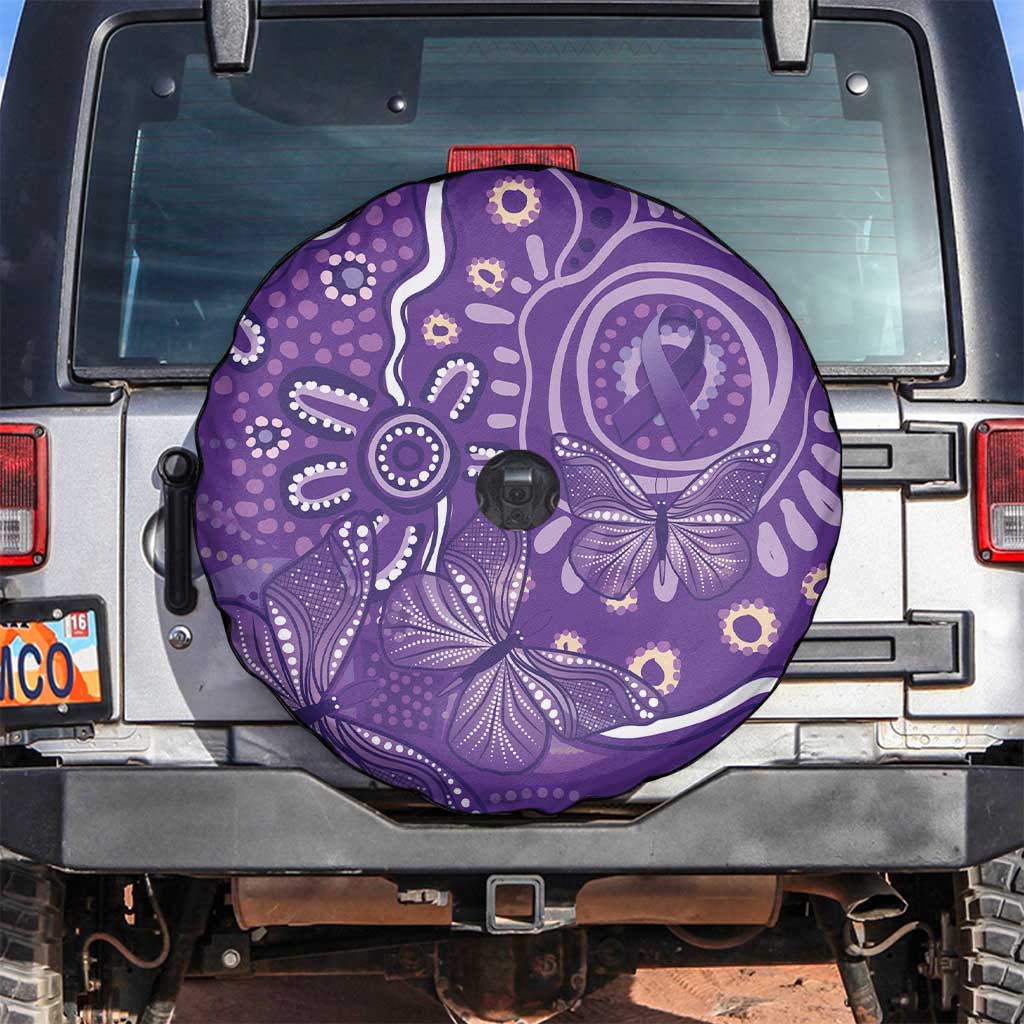 Australia Lupus Awareness Indigenous Spare Tire Cover Purple Ribbon Aboriginal Butterflies