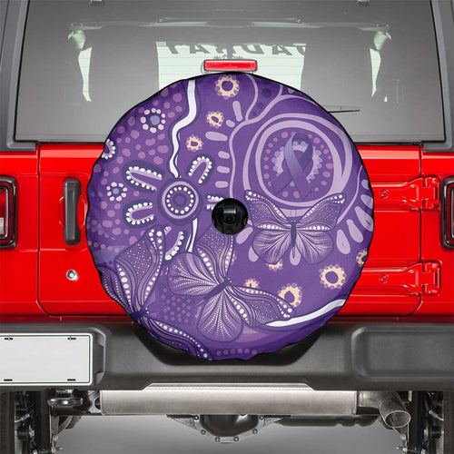 Australia Lupus Awareness Indigenous Spare Tire Cover Purple Ribbon Aboriginal Butterflies