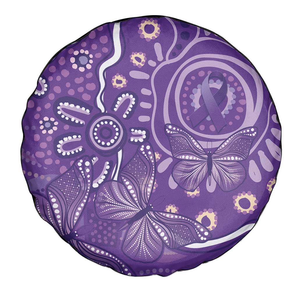 Australia Lupus Awareness Indigenous Spare Tire Cover Purple Ribbon Aboriginal Butterflies