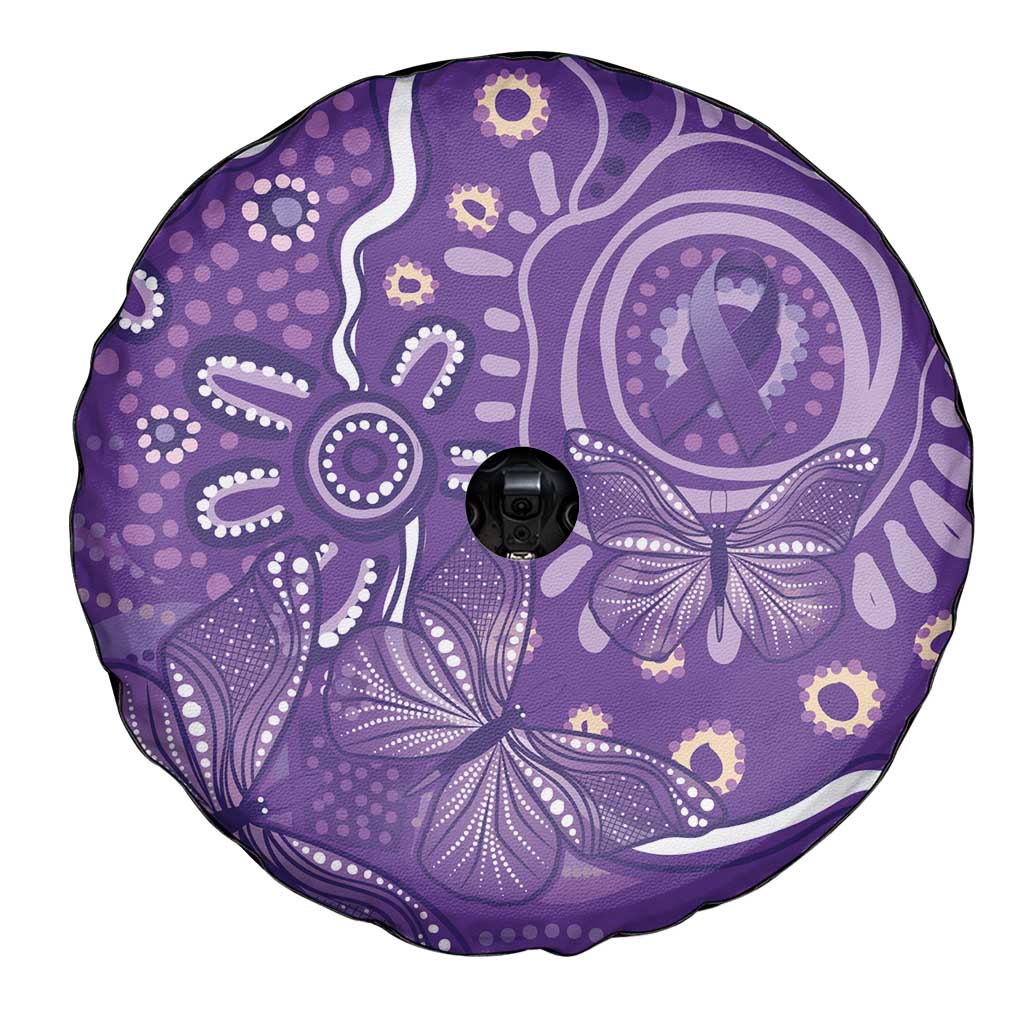 Australia Lupus Awareness Indigenous Spare Tire Cover Purple Ribbon Aboriginal Butterflies