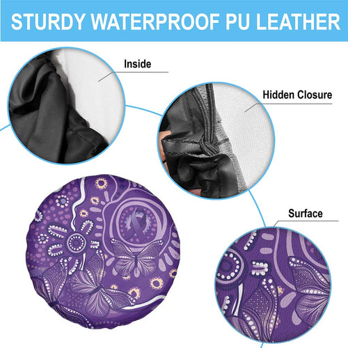 Australia Lupus Awareness Indigenous Spare Tire Cover Purple Ribbon Aboriginal Butterflies