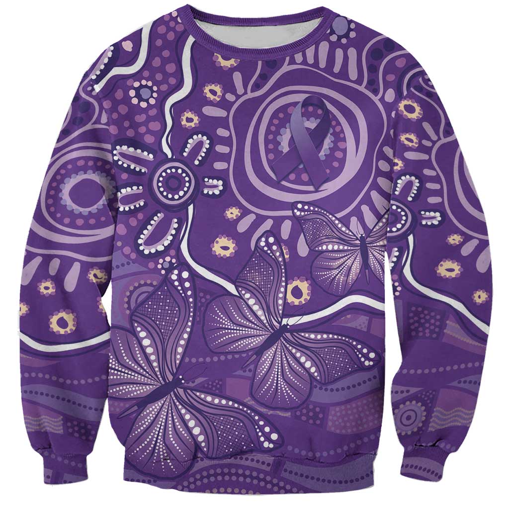 Australia Lupus Awareness Indigenous Sweatshirt Purple Ribbon Aboriginal Butterflies