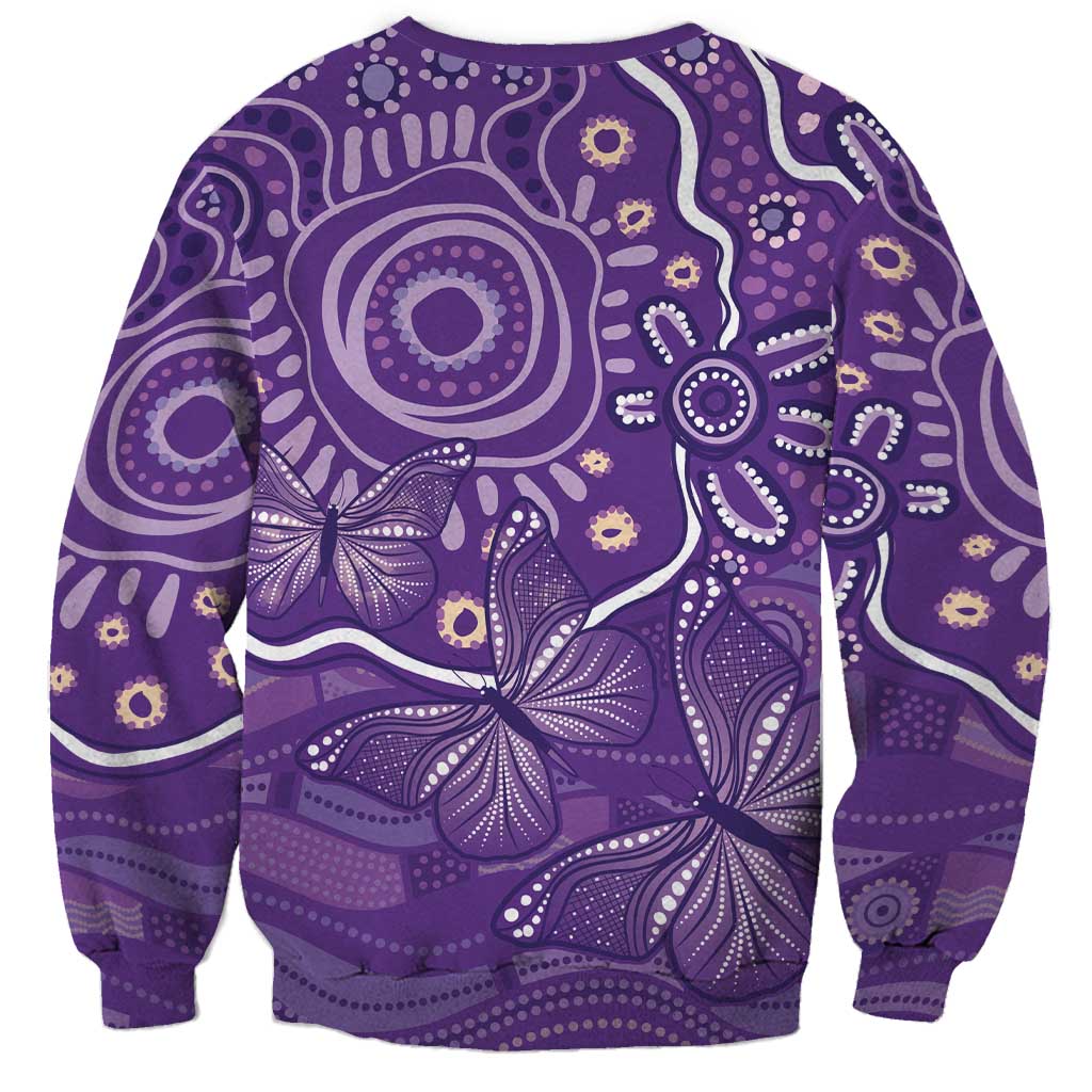 Australia Lupus Awareness Indigenous Sweatshirt Purple Ribbon Aboriginal Butterflies