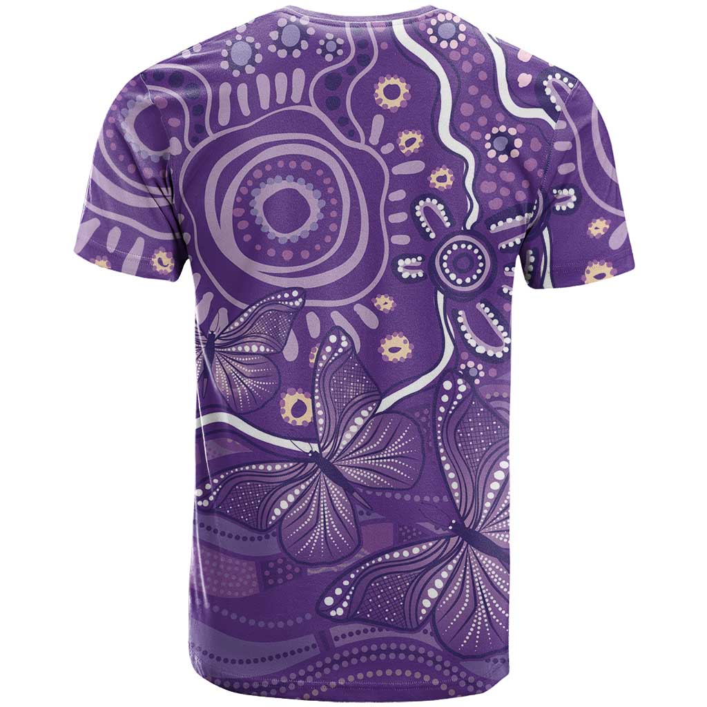 Australia Lupus Awareness Indigenous T Shirt Purple Ribbon Aboriginal Butterflies