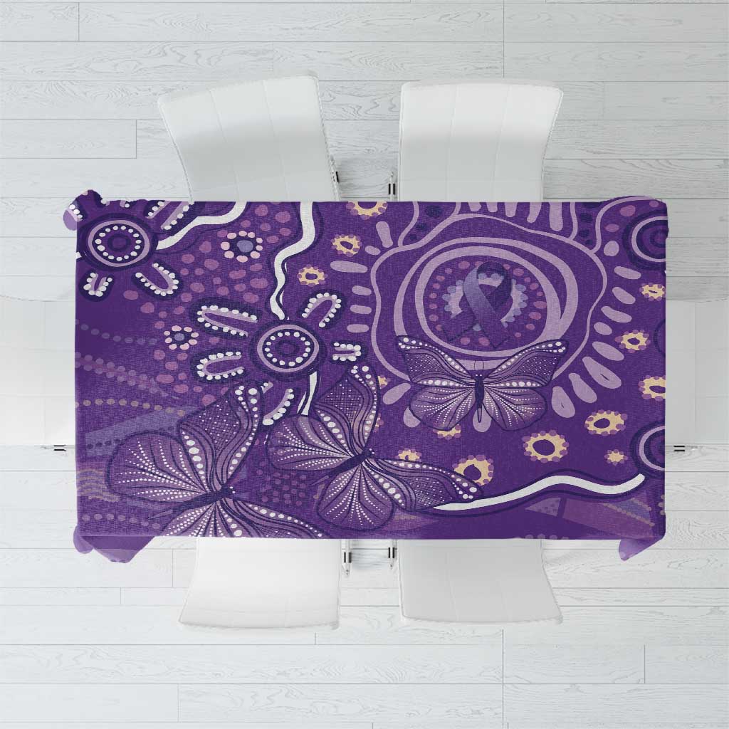 Australia Lupus Awareness Indigenous Tablecloth Purple Ribbon Aboriginal Butterflies