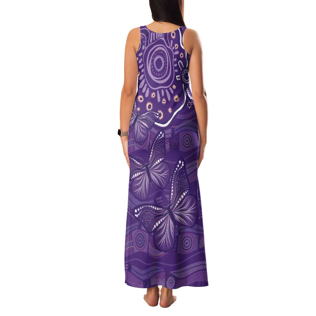 Australia Lupus Awareness Indigenous Tank Maxi Dress Purple Ribbon Aboriginal Butterflies
