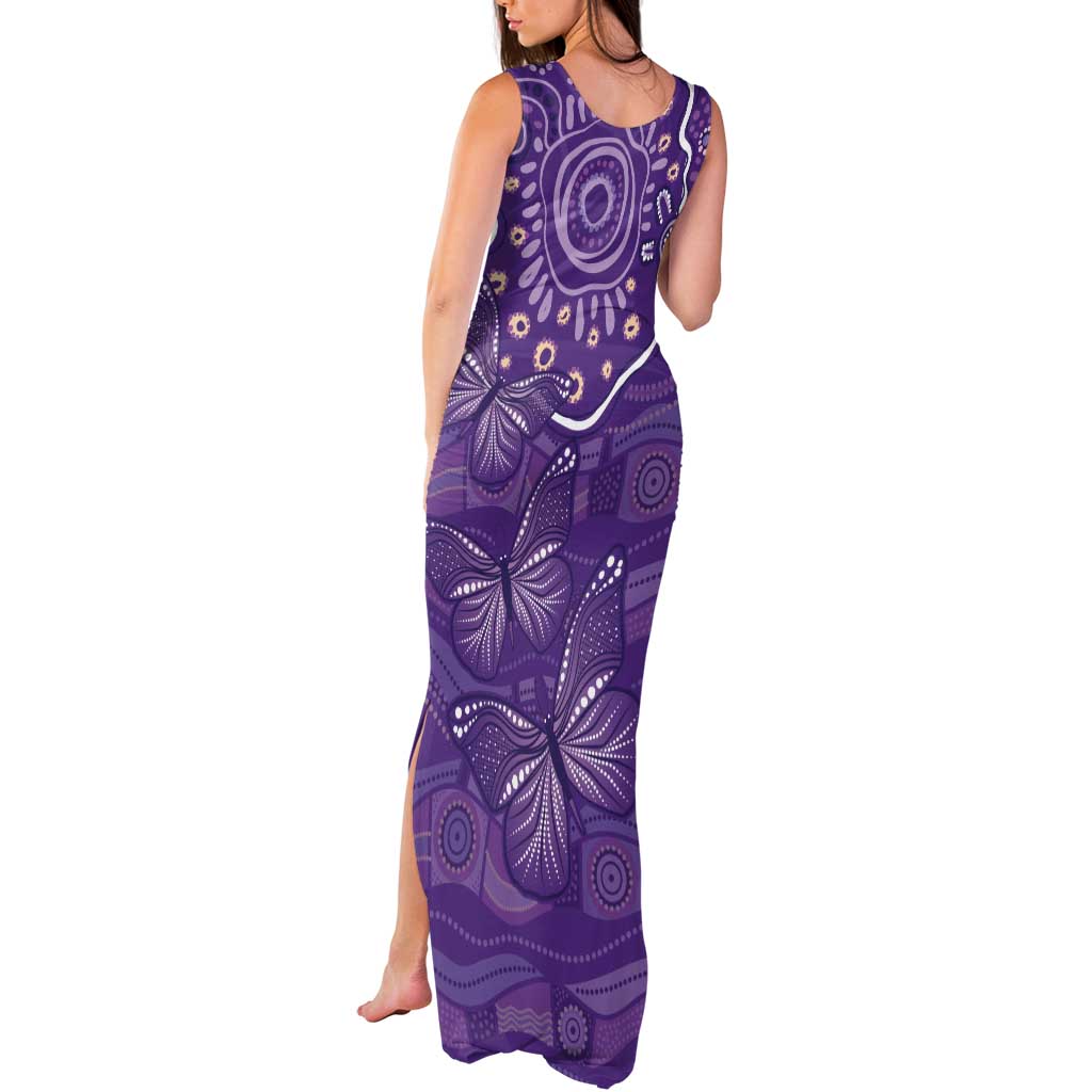 Australia Lupus Awareness Indigenous Tank Maxi Dress Purple Ribbon Aboriginal Butterflies