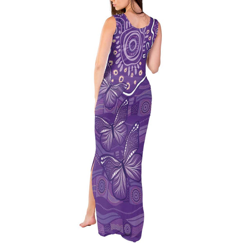 Australia Lupus Awareness Indigenous Tank Maxi Dress Purple Ribbon Aboriginal Butterflies
