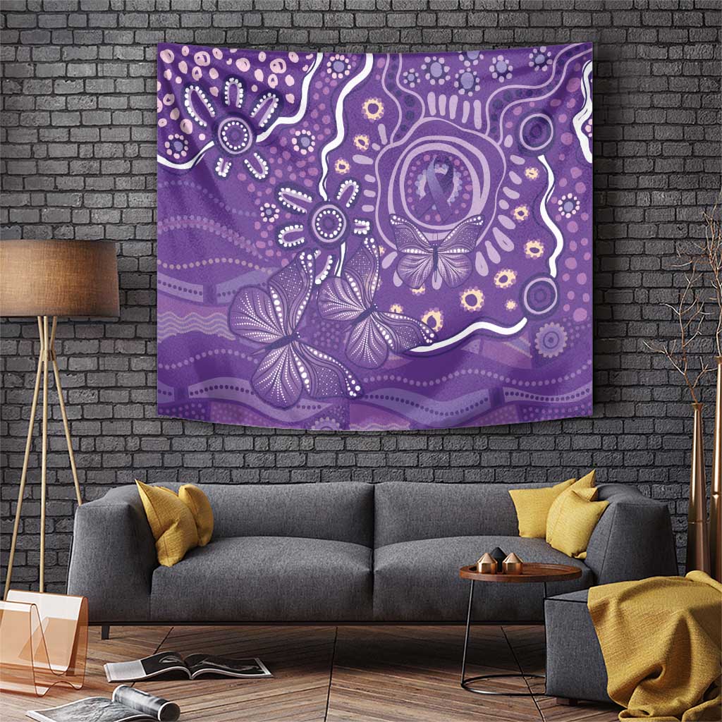 Australia Lupus Awareness Indigenous Tapestry Purple Ribbon Aboriginal Butterflies