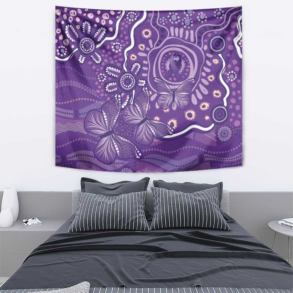 Australia Lupus Awareness Indigenous Tapestry Purple Ribbon Aboriginal Butterflies