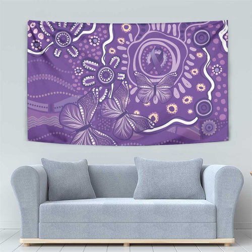 Australia Lupus Awareness Indigenous Tapestry Purple Ribbon Aboriginal Butterflies