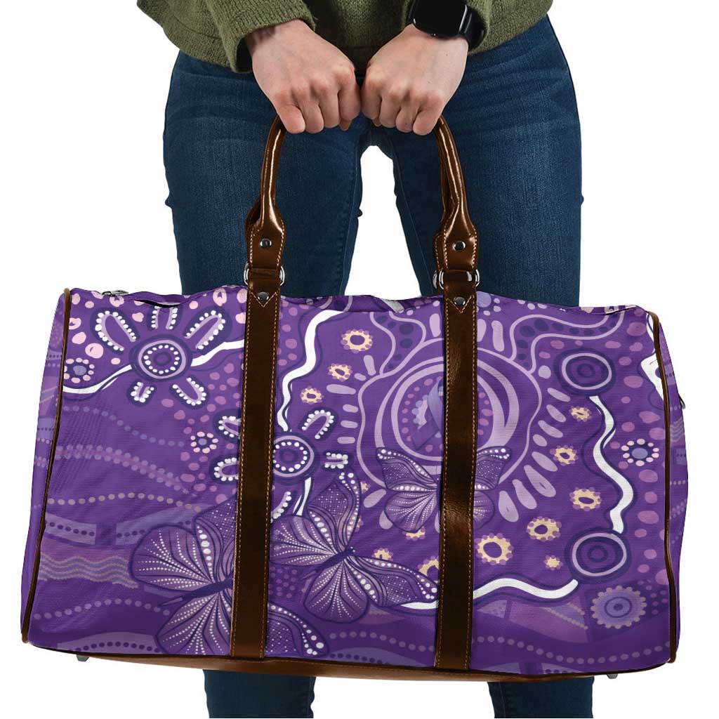 Australia Lupus Awareness Indigenous Travel Bag Purple Ribbon Aboriginal Butterflies
