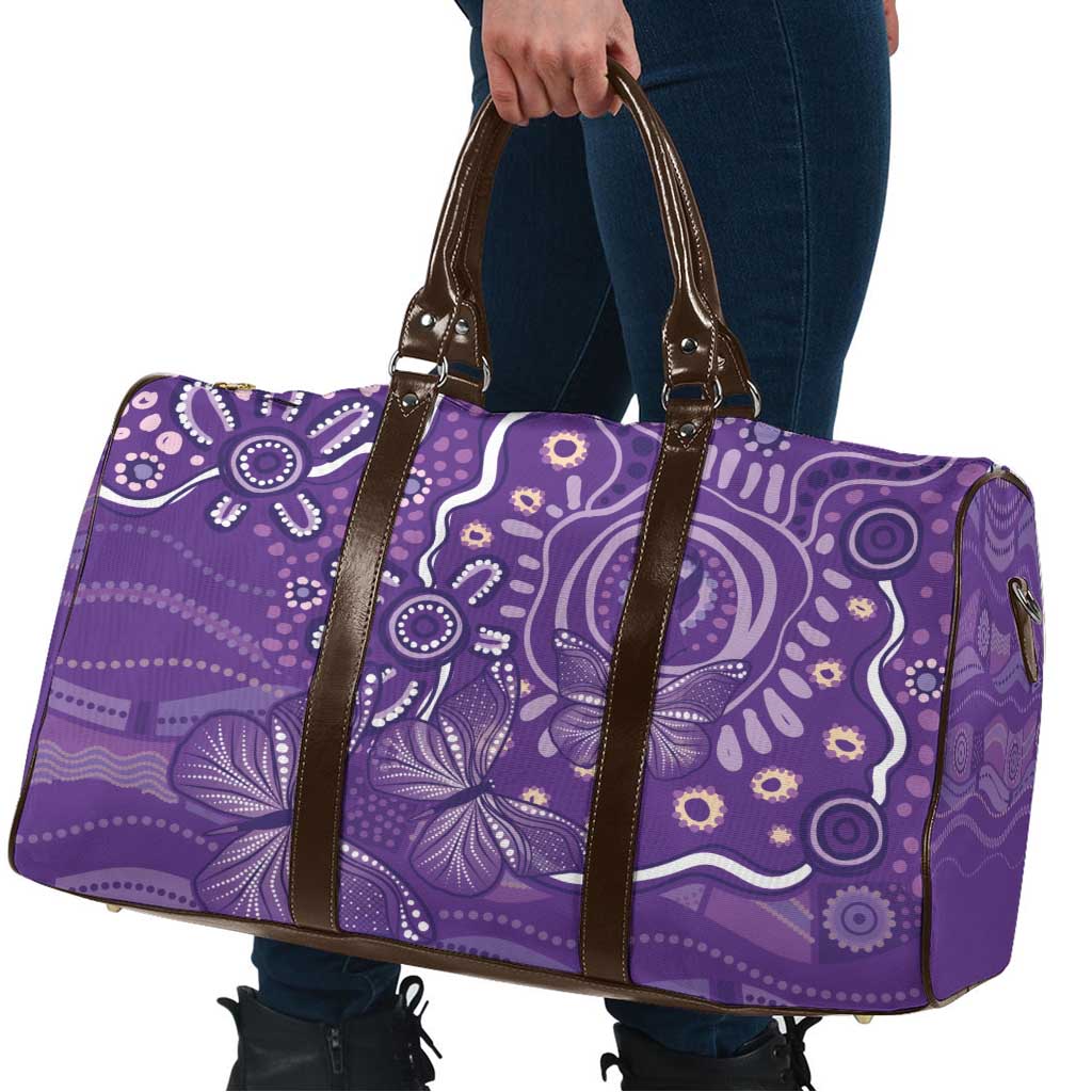 Australia Lupus Awareness Indigenous Travel Bag Purple Ribbon Aboriginal Butterflies