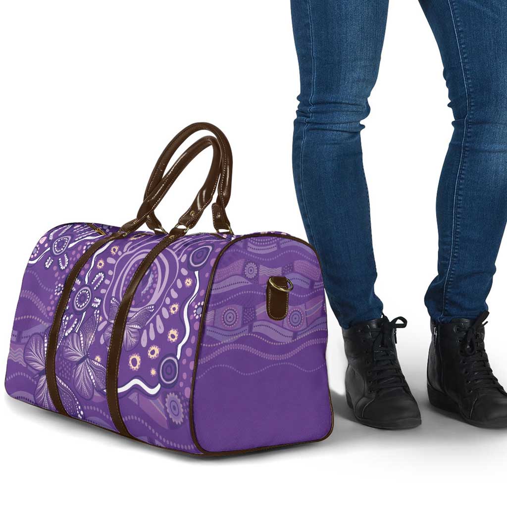 Australia Lupus Awareness Indigenous Travel Bag Purple Ribbon Aboriginal Butterflies