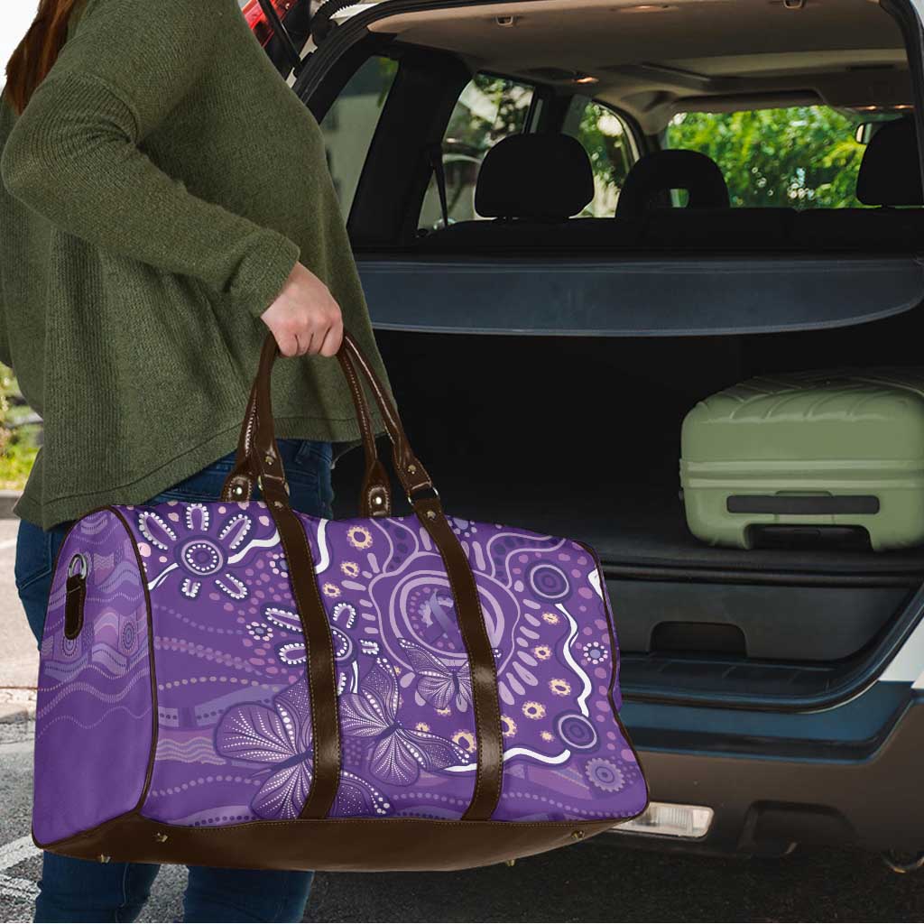 Australia Lupus Awareness Indigenous Travel Bag Purple Ribbon Aboriginal Butterflies