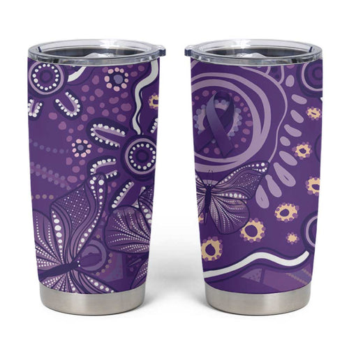 Australia Lupus Awareness Indigenous Tumbler Cup Purple Ribbon Aboriginal Butterflies