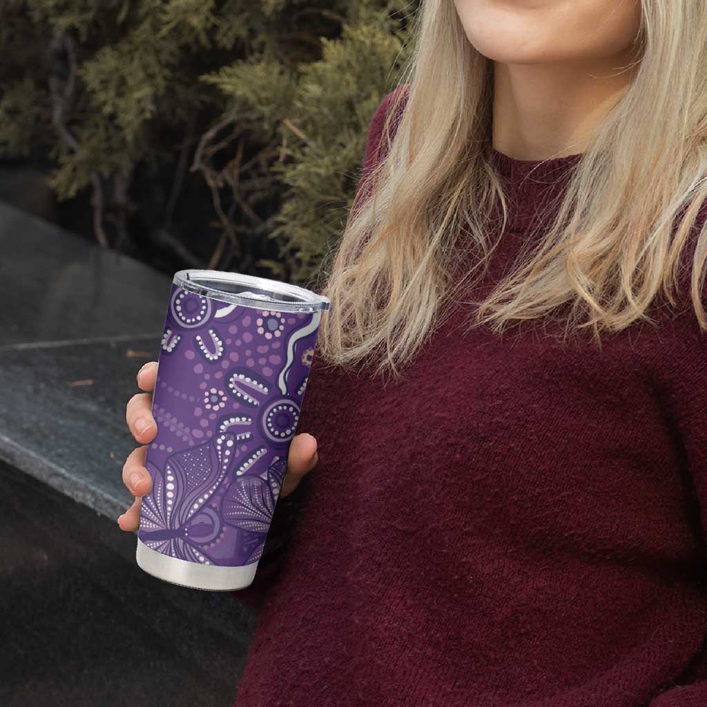Australia Lupus Awareness Indigenous Tumbler Cup Purple Ribbon Aboriginal Butterflies