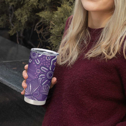 Australia Lupus Awareness Indigenous Tumbler Cup Purple Ribbon Aboriginal Butterflies