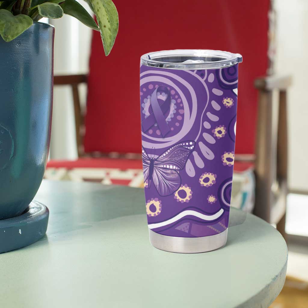 Australia Lupus Awareness Indigenous Tumbler Cup Purple Ribbon Aboriginal Butterflies
