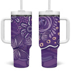 Australia Lupus Awareness Indigenous Tumbler With Handle Purple Ribbon Aboriginal Butterflies