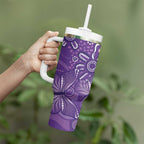 Australia Lupus Awareness Indigenous Tumbler With Handle Purple Ribbon Aboriginal Butterflies