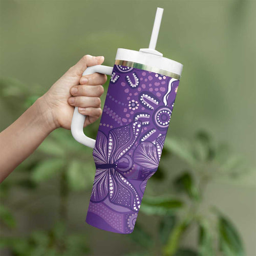 Australia Lupus Awareness Indigenous Tumbler With Handle Purple Ribbon Aboriginal Butterflies