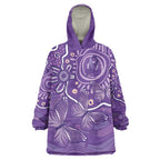 Australia Lupus Awareness Indigenous Wearable Blanket Hoodie Purple Ribbon Aboriginal Butterflies