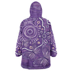 Australia Lupus Awareness Indigenous Wearable Blanket Hoodie Purple Ribbon Aboriginal Butterflies