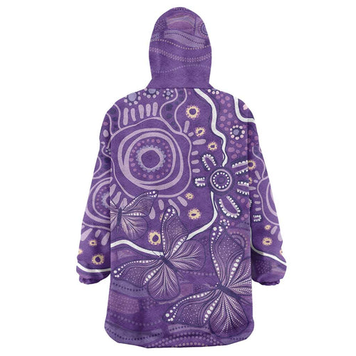 Australia Lupus Awareness Indigenous Wearable Blanket Hoodie Purple Ribbon Aboriginal Butterflies