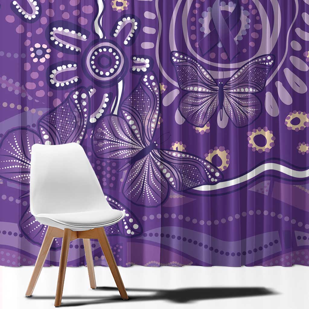 Australia Lupus Awareness Indigenous Window Curtain Purple Ribbon Aboriginal Butterflies