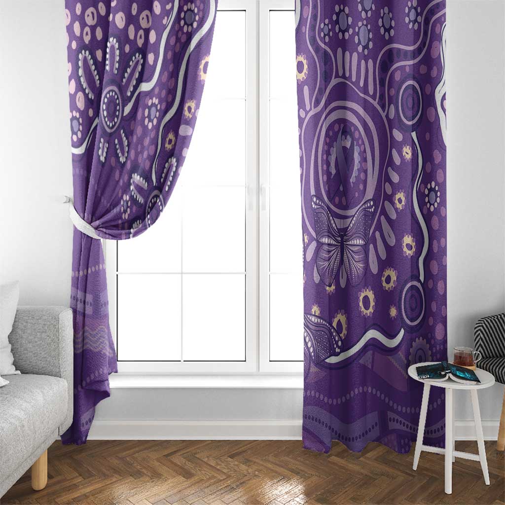 Australia Lupus Awareness Indigenous Window Curtain Purple Ribbon Aboriginal Butterflies