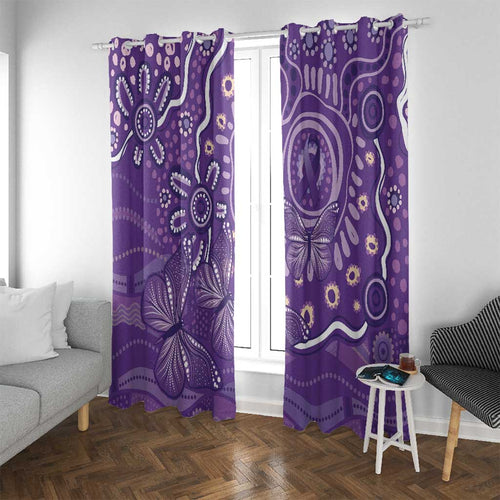 Australia Lupus Awareness Indigenous Window Curtain Purple Ribbon Aboriginal Butterflies