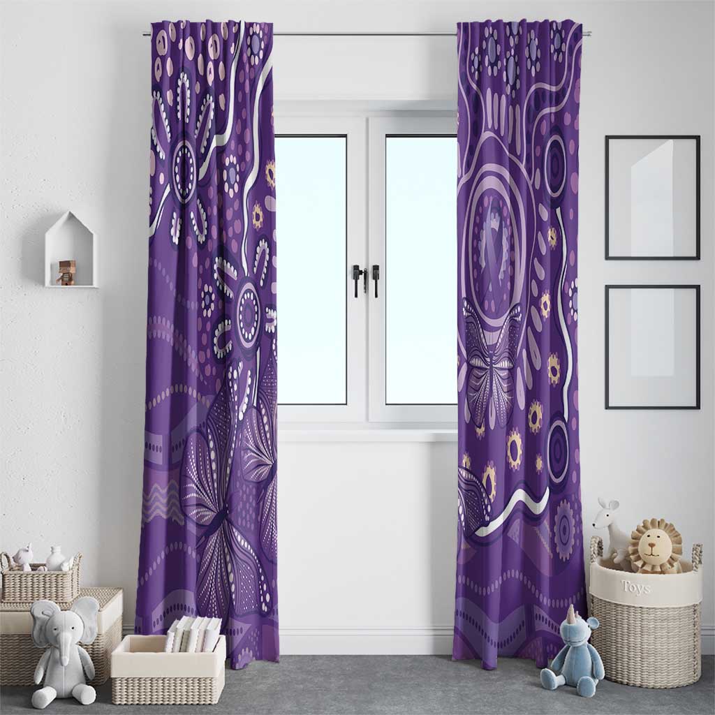Australia Lupus Awareness Indigenous Window Curtain Purple Ribbon Aboriginal Butterflies