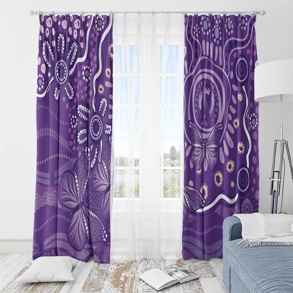 Australia Lupus Awareness Indigenous Window Curtain Purple Ribbon Aboriginal Butterflies