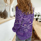 Australia Lupus Awareness Indigenous Women Casual Shirt Purple Ribbon Aboriginal Butterflies
