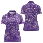 Australia Lupus Awareness Indigenous Women Polo Shirt Purple Ribbon Aboriginal Butterflies