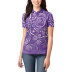 Australia Lupus Awareness Indigenous Women Polo Shirt Purple Ribbon Aboriginal Butterflies