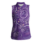 Australia Lupus Awareness Indigenous Women Sleeveless Polo Shirt Purple Ribbon Aboriginal Butterflies