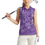 Australia Lupus Awareness Indigenous Women Sleeveless Polo Shirt Purple Ribbon Aboriginal Butterflies