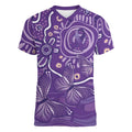 Australia Lupus Awareness Indigenous Women V-Neck T-Shirt Purple Ribbon Aboriginal Butterflies